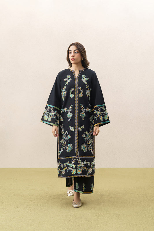 2 PIECE EMBROIDERED SLUB KHADDAR SUIT (PRET)