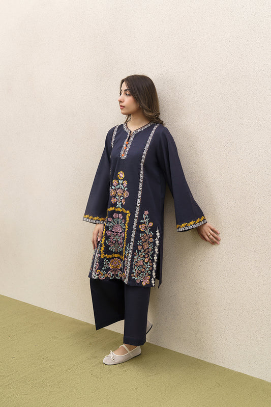 2 PIECE EMBROIDERED SLUB KHADDAR SUIT (PRET)