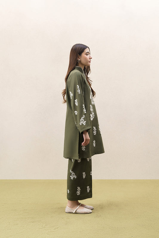 2 PIECE EMBROIDERED SLUB KHADDAR SUIT (PRET)
