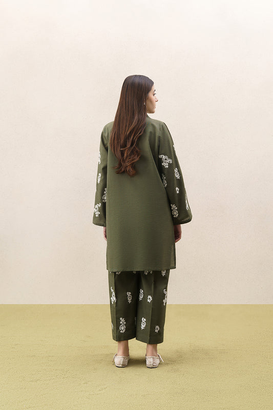 2 PIECE EMBROIDERED SLUB KHADDAR SUIT (PRET)