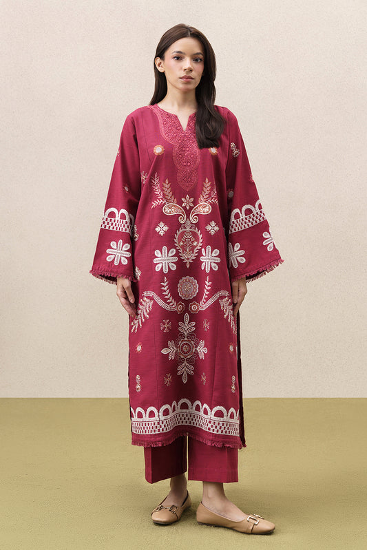 2 PIECE EMBROIDERED SLUB KHADDAR SUIT (PRET)