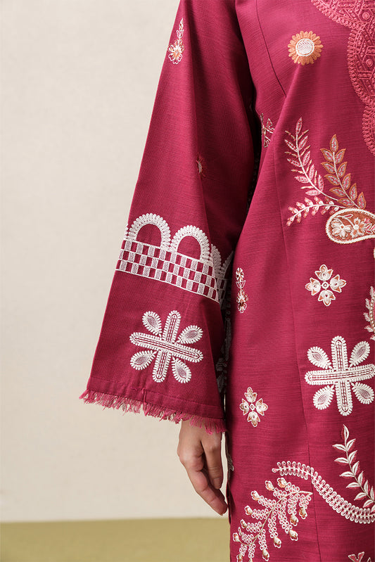 2 PIECE EMBROIDERED SLUB KHADDAR SUIT (PRET)