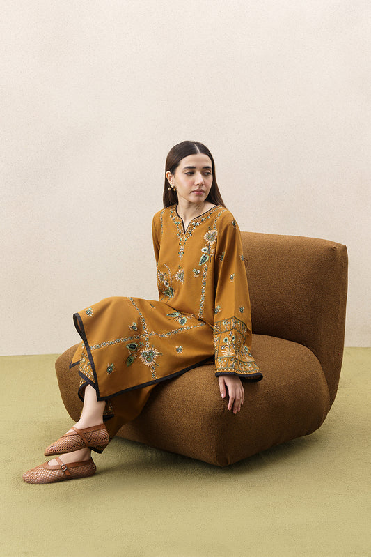 2 PIECE EMBROIDERED SLUB KHADDAR SUIT (PRET)