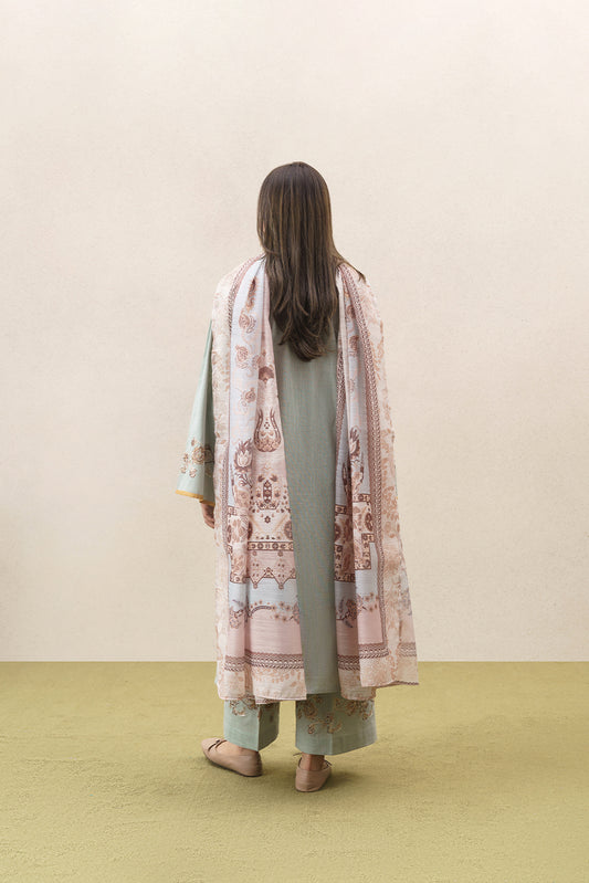 3 PIECE EMBROIDERED SLUB SUIT (PRET)