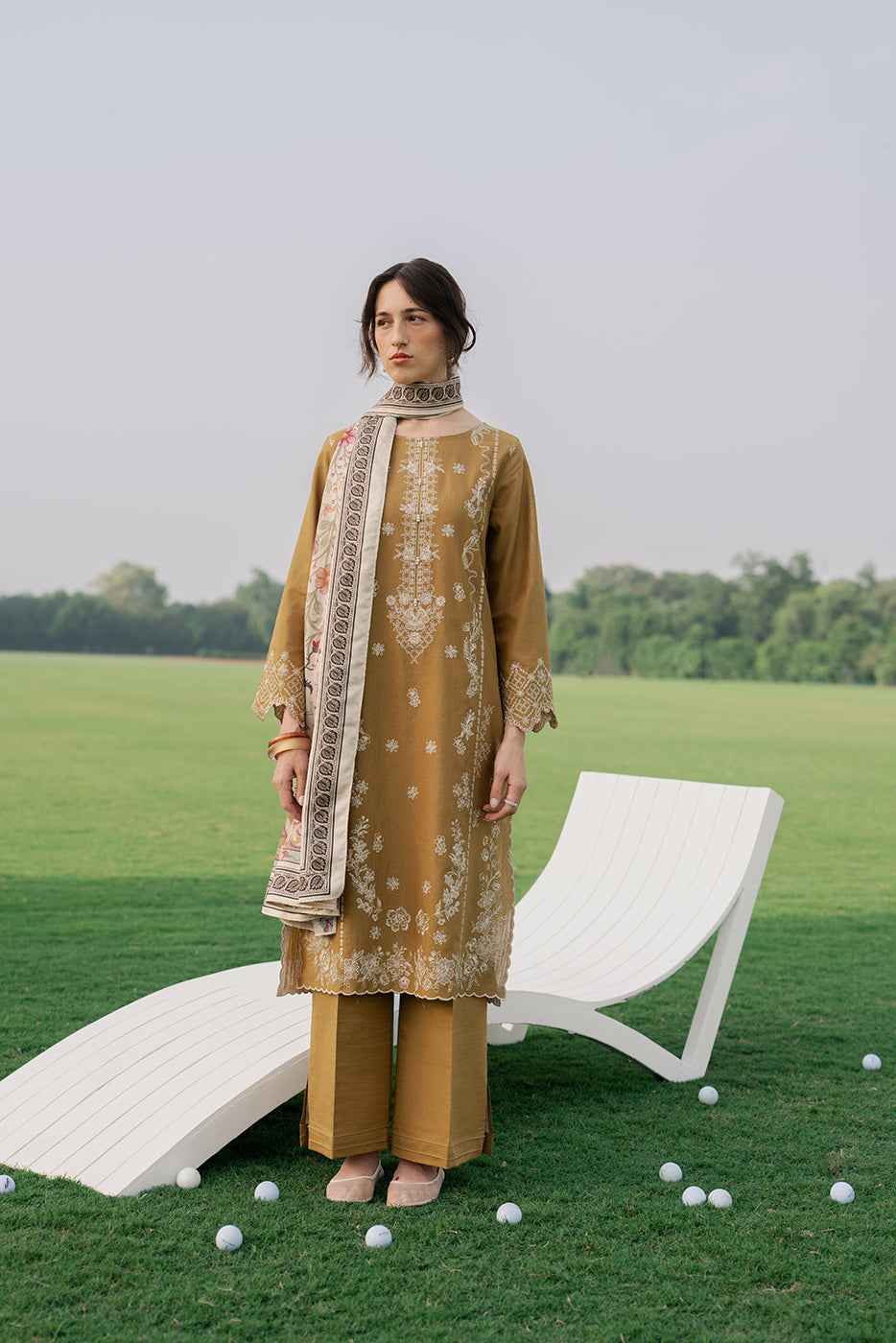 3 PIECE EMBROIDERED KHADDAR SUIT-OLIVE REVERIE (UNSTITCHED)