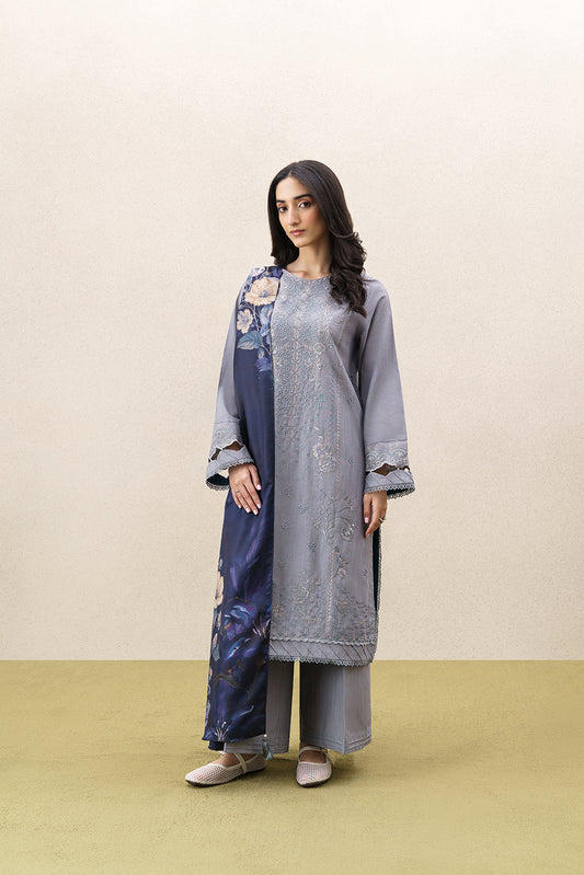 3 PIECE EMBROIDERED KHADDAR SUIT WITH SHAWL-ONYX SCAPE (UNSTITCHED)
