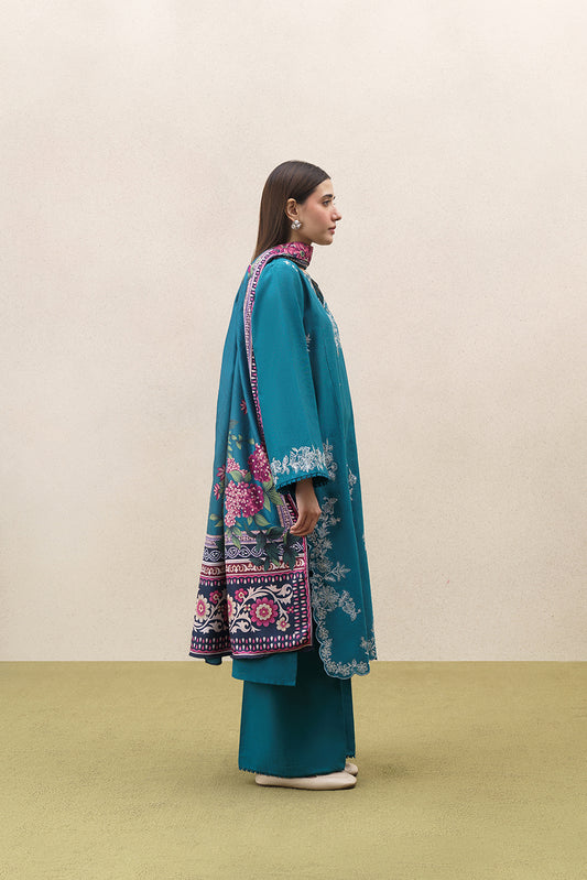3 PIECE EMBROIDERED KHADDAR SUIT-FLORAL FILIGREE (UNSTITCHED)