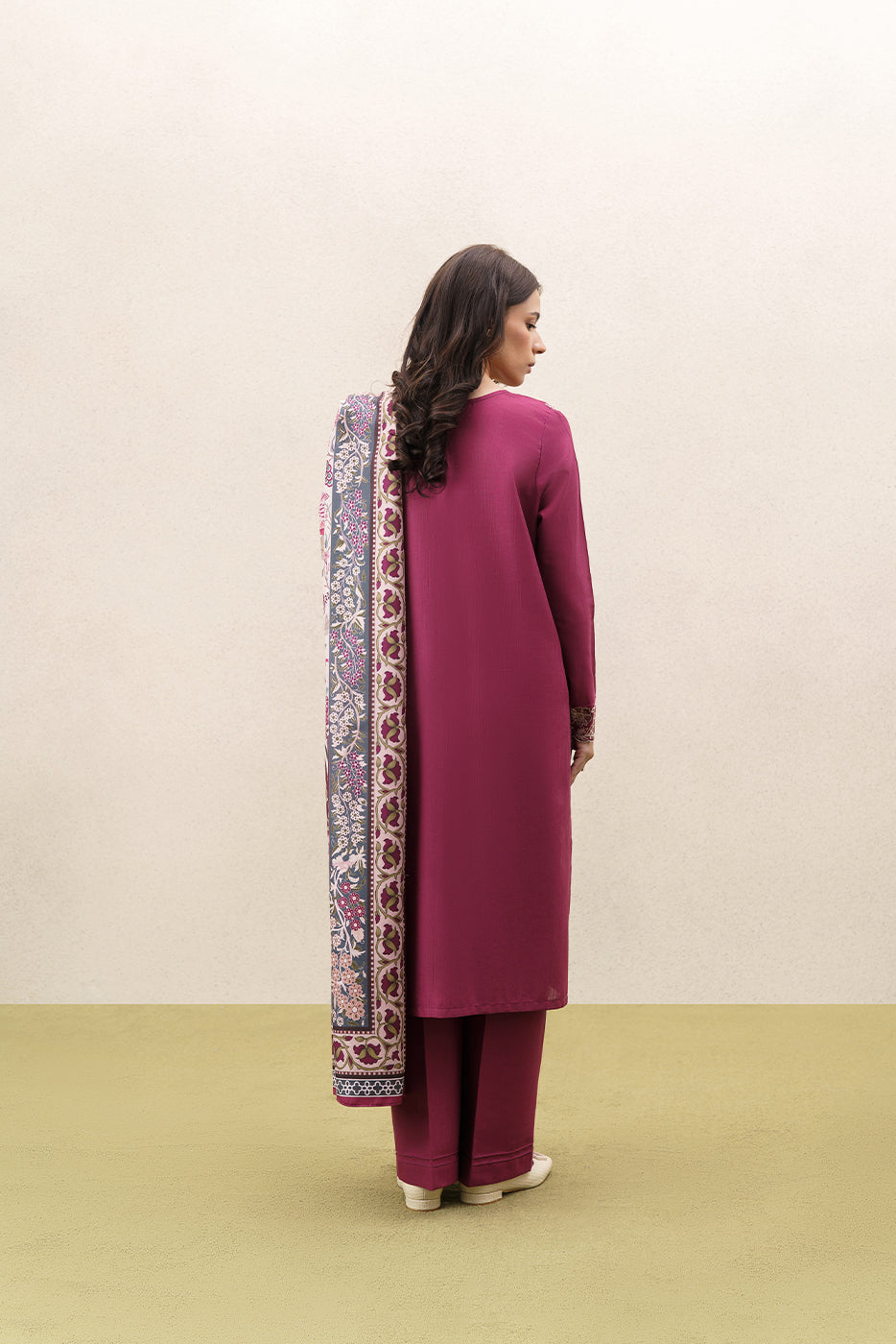 3 PIECE EMBROIDERED KHADDAR SUIT WITH SHAWL-ORNATE HAZE (UNSTITCHED)