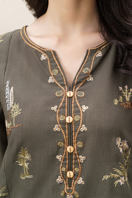 3 PIECE EMBROIDERED KHADDAR SUIT WITH SHAWL-THE SECRET GARDEN (UNSTITCHED)