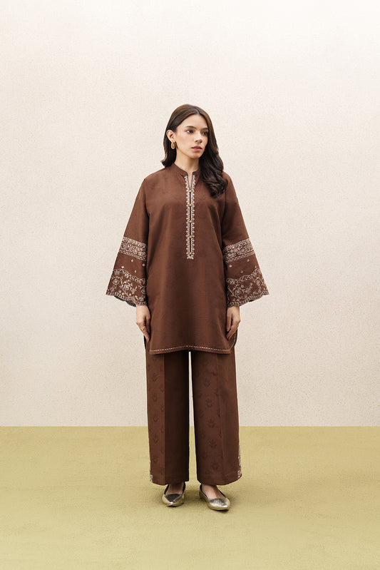 2 PIECE EMBROIDERED SELF JACQUARD SUIT-EARTH ENCHANT (UNSTITCHED)