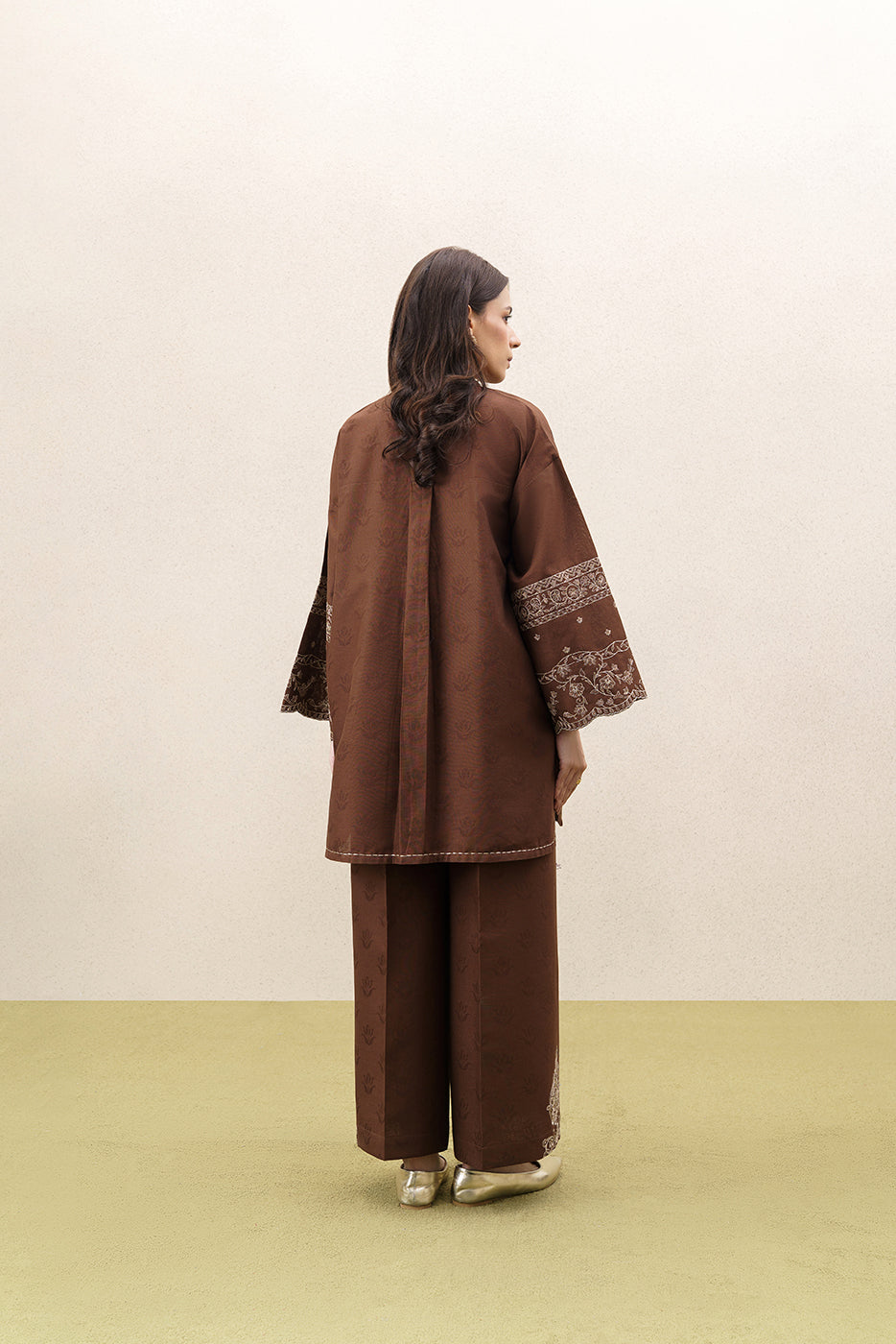 2 PIECE EMBROIDERED SELF JACQUARD SUIT-EARTH ENCHANT (UNSTITCHED)