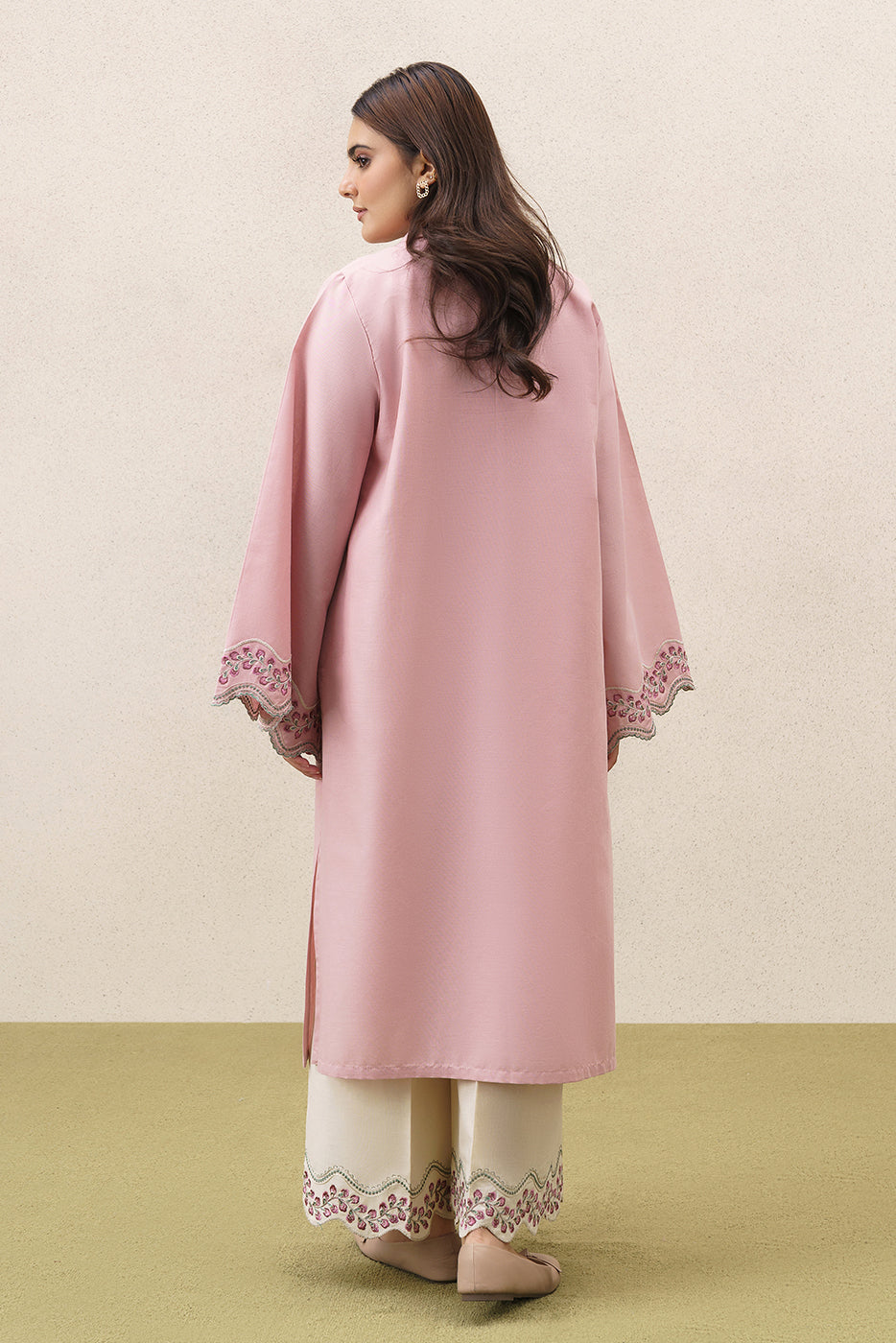 2 PIECE EMBROIDERED KHADDAR SUIT-VINTAGE ROSE (UNSTITCHED)