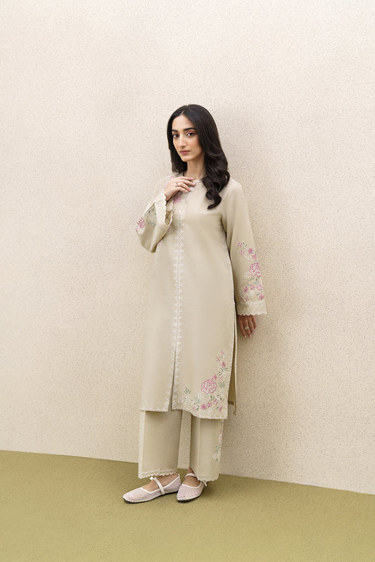 2 PIECE EMBROIDERED KHADDAR SUIT-IVORY GARDEN (UNSTITCHED)
