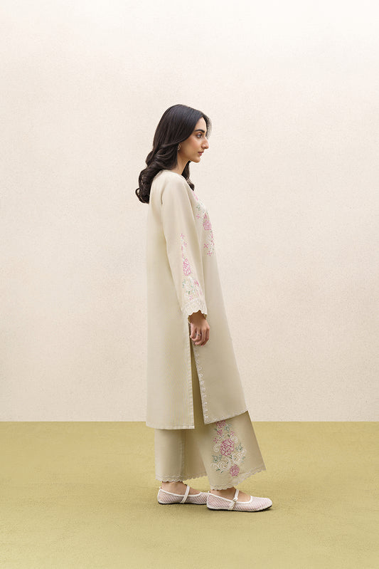 2 PIECE EMBROIDERED KHADDAR SUIT-IVORY GARDEN (UNSTITCHED)