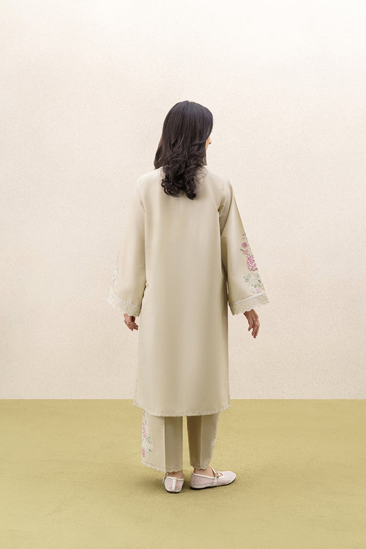 2 PIECE EMBROIDERED KHADDAR SUIT-IVORY GARDEN (UNSTITCHED)