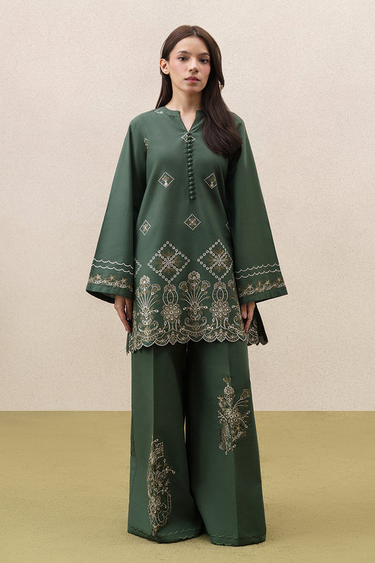 2 PIECE EMBROIDERED KHADDAR SUIT-MOSS REVERIE (UNSTITCHED)