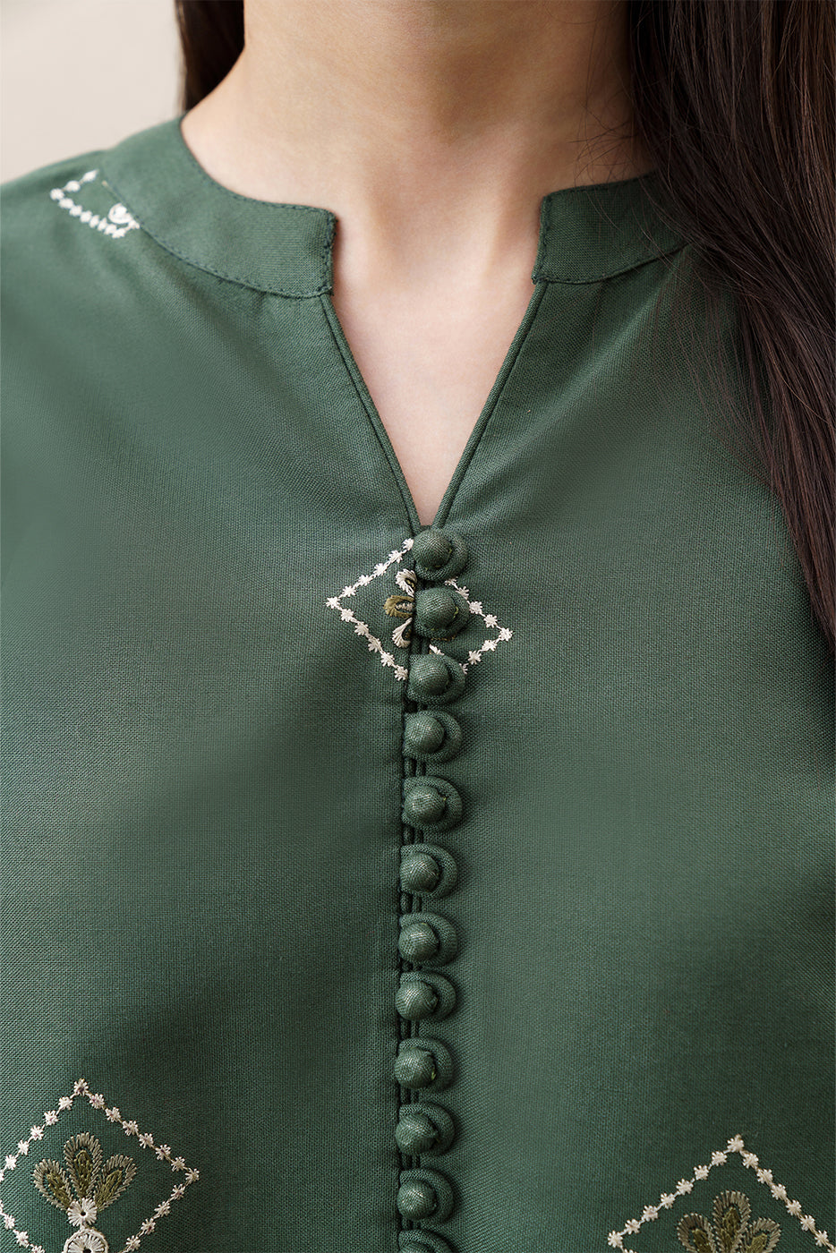 2 PIECE EMBROIDERED KHADDAR SUIT-MOSS REVERIE (UNSTITCHED)