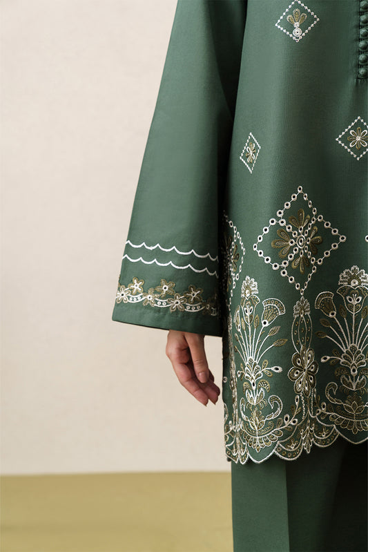 2 PIECE EMBROIDERED KHADDAR SUIT-MOSS REVERIE (UNSTITCHED)