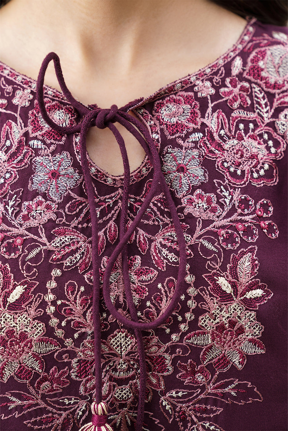 2 PIECE EMBROIDERED SELF JACQUARD SUIT-BURGUNDY BLOOM (UNSTITCHED)