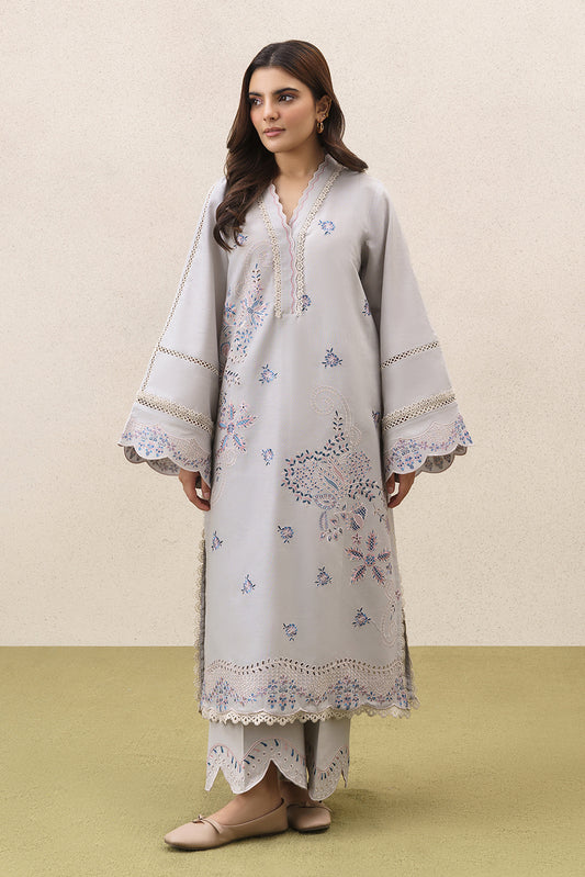 2 PIECE EMBROIDERED KHADDAR SUIT-DUSTY MEADOW (UNSTITCHED)