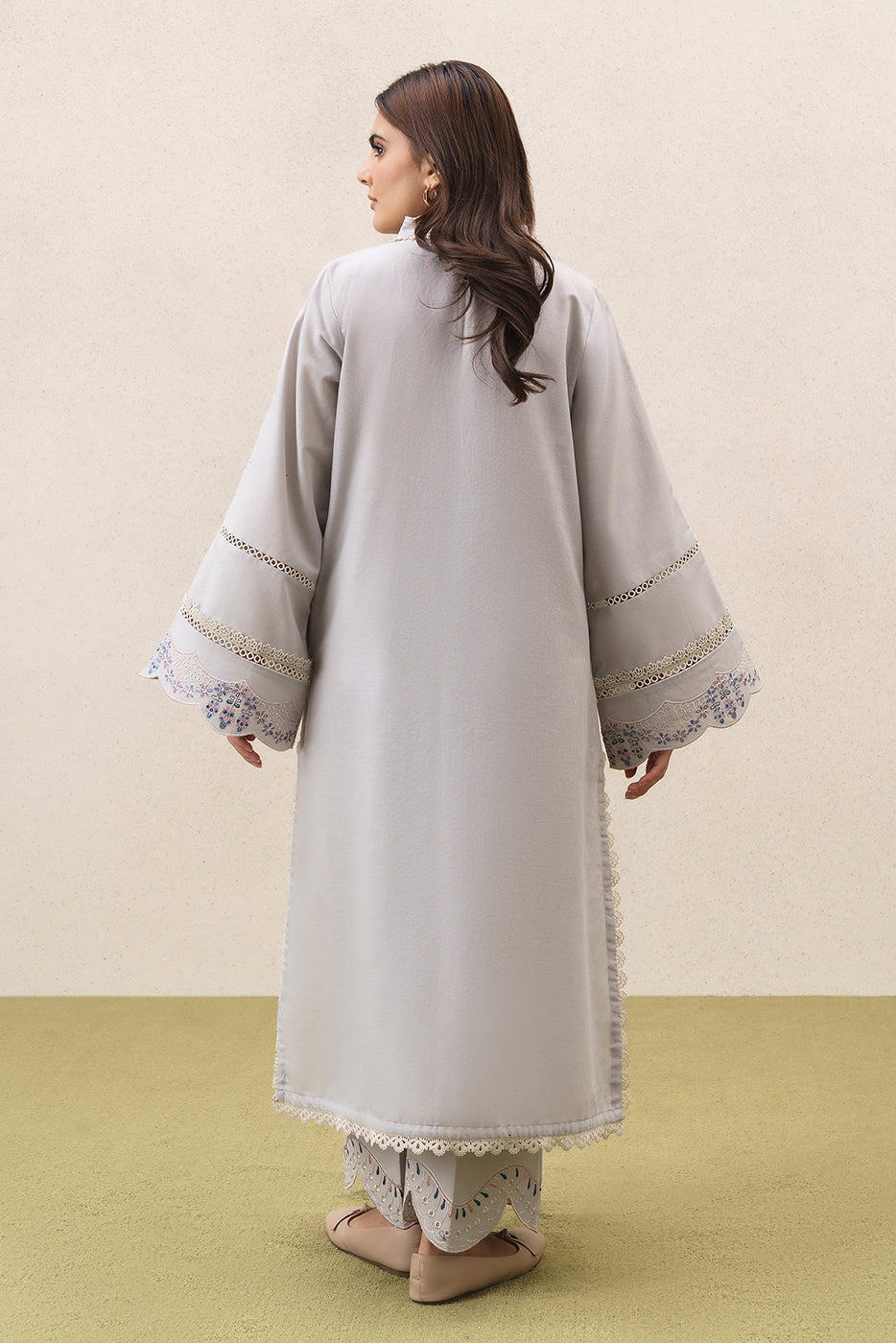 2 PIECE EMBROIDERED KHADDAR SUIT-DUSTY MEADOW (UNSTITCHED)