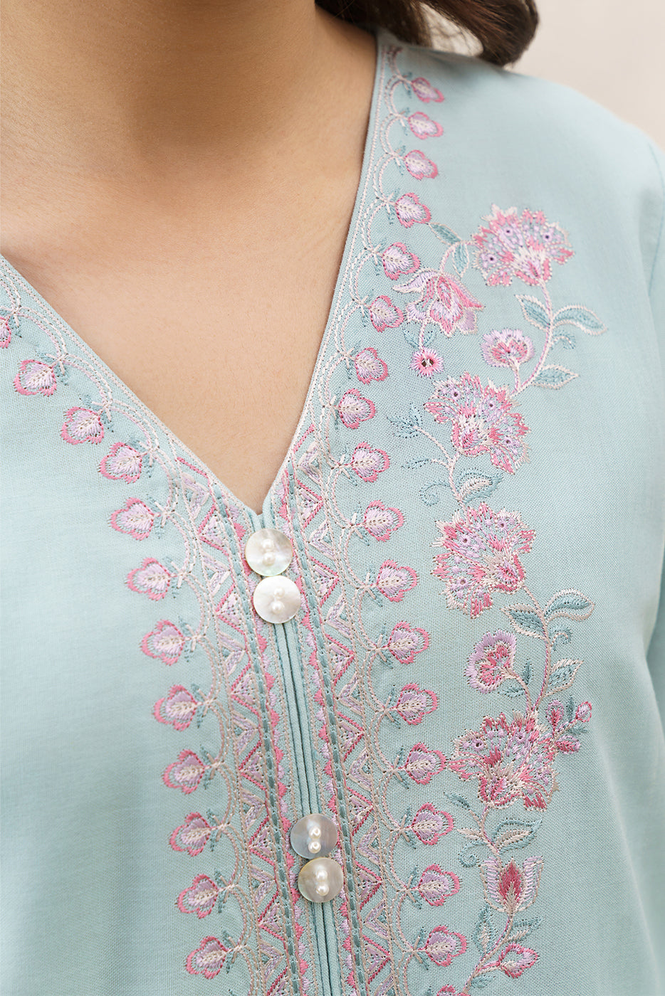 2 PIECE EMBROIDERED KHADDAR SUIT-CERULEAN RESORT (UNSTITCHED)