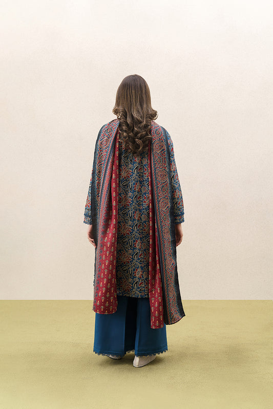 3 PIECE EMBROIDERED KHADDAR SUIT WITH SHAWL-BLOOMING MEADOW (UNSTITCHED)