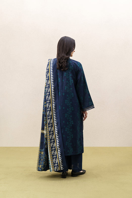 3 PIECE EMBROIDERED KHADDAR SUIT WITH SHAWL-NIGHT WHISPER (UNSTITCHED)