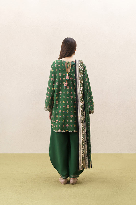 3 PIECE EMBROIDERED KHADDAR SUIT-BASIL MEADOW (UNSTITCHED)