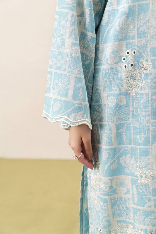 3 PIECE EMBROIDERED KHADDAR SUIT-AQUA ESSENCE (UNSTITCHED)