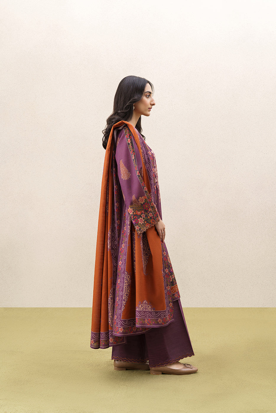 3 PIECE EMBROIDERED KHADDAR SUIT-HELIOTROPE DUST (UNSTITCHED)
