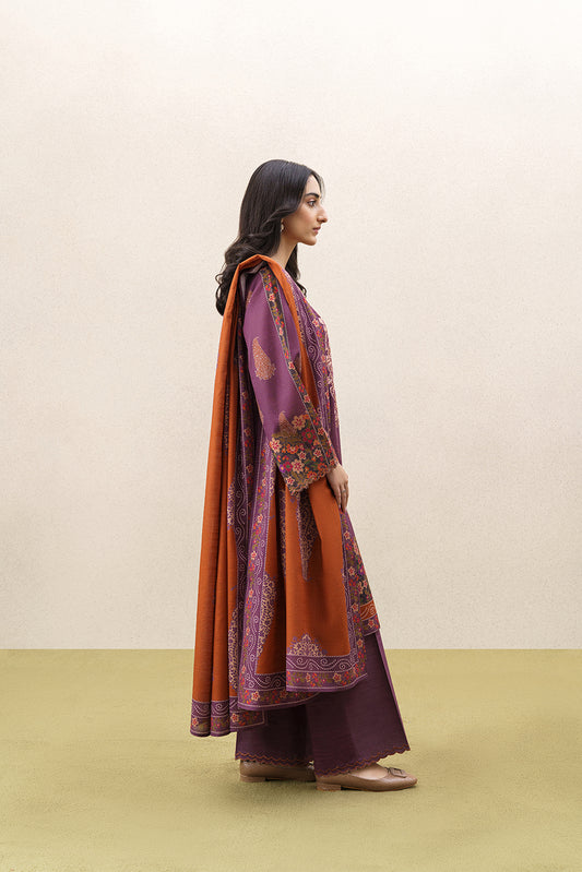 3 PIECE EMBROIDERED KHADDAR SUIT-HELIOTROPE DUST (UNSTITCHED)