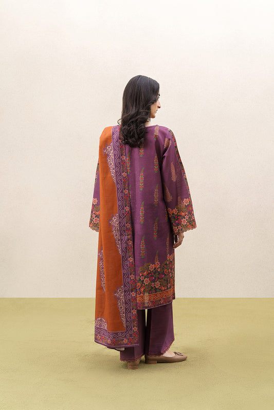 3 PIECE EMBROIDERED KHADDAR SUIT-HELIOTROPE DUST (UNSTITCHED)