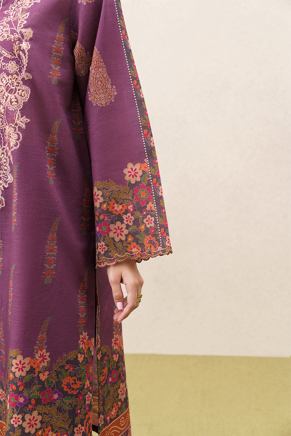 3 PIECE EMBROIDERED KHADDAR SUIT-HELIOTROPE DUST (UNSTITCHED)