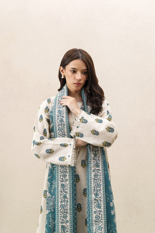 3 PIECE PRINTED KHADDAR SUIT-SILVER MUSE (UNSTITCHED)