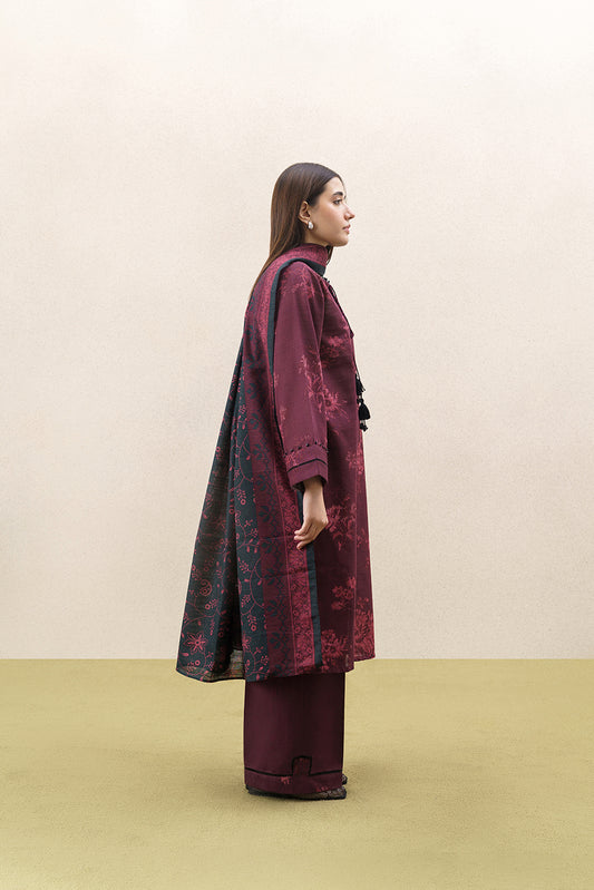 3 PIECE PRINTED SLUB KHADDAR SUIT-MONO VERDANT (UNSTITCHED)