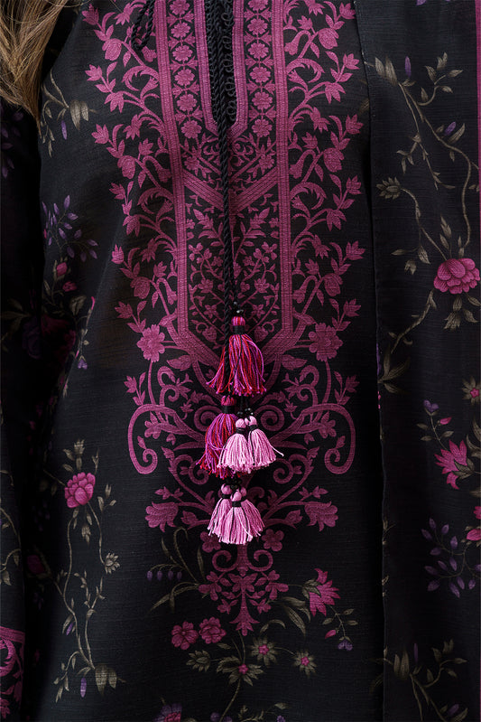 3 PIECE EMBROIDERED SLUB KHADDAR SUIT-MAJESTIC HEM (UNSTITCHED)
