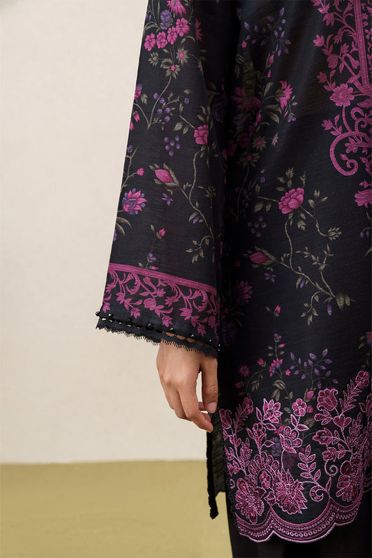 3 PIECE EMBROIDERED SLUB KHADDAR SUIT-MAJESTIC HEM (UNSTITCHED)