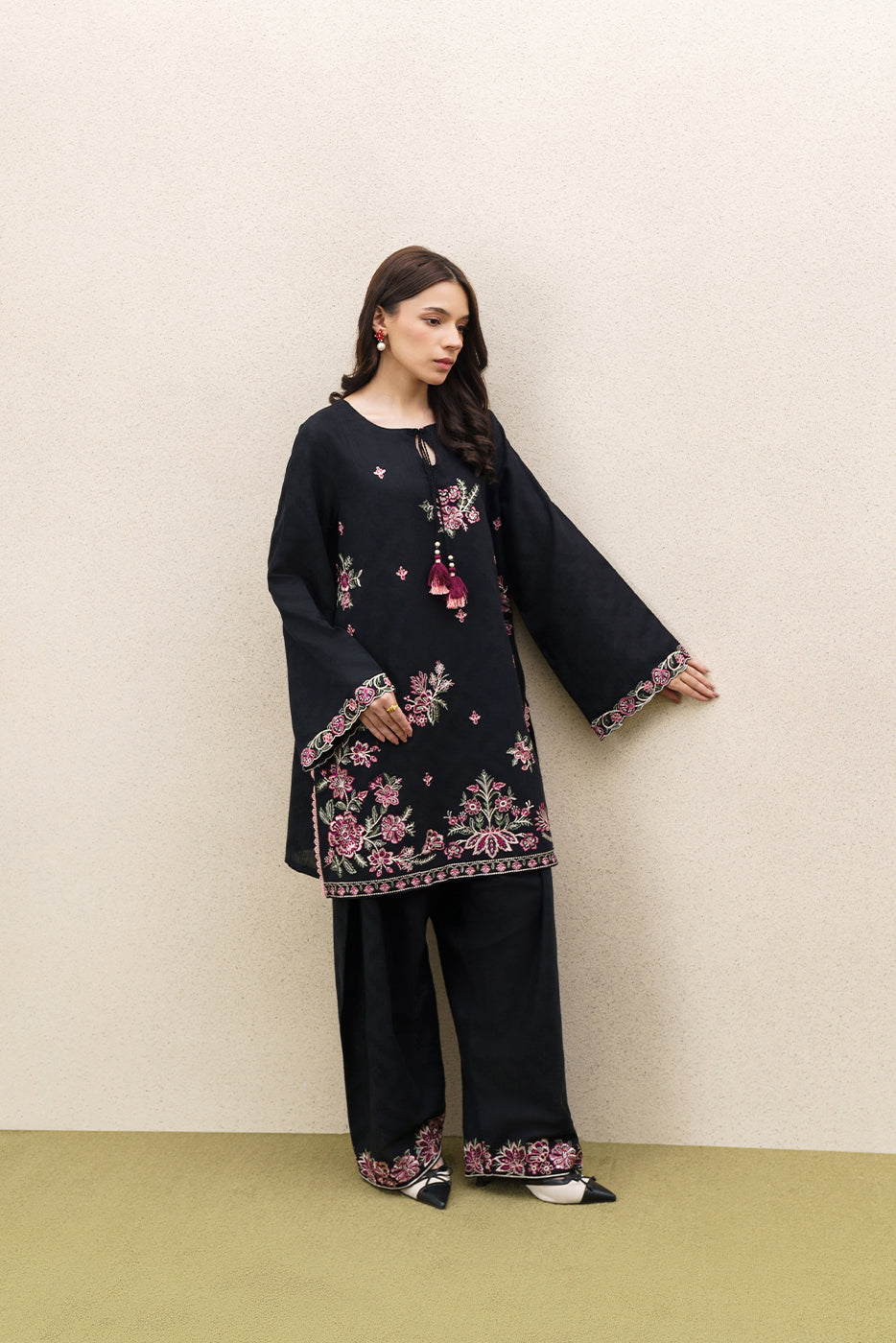 2 PIECE EMBROIDERED KHADDAR SUIT-MYSTIC BLOOM (UNSTITCHED)