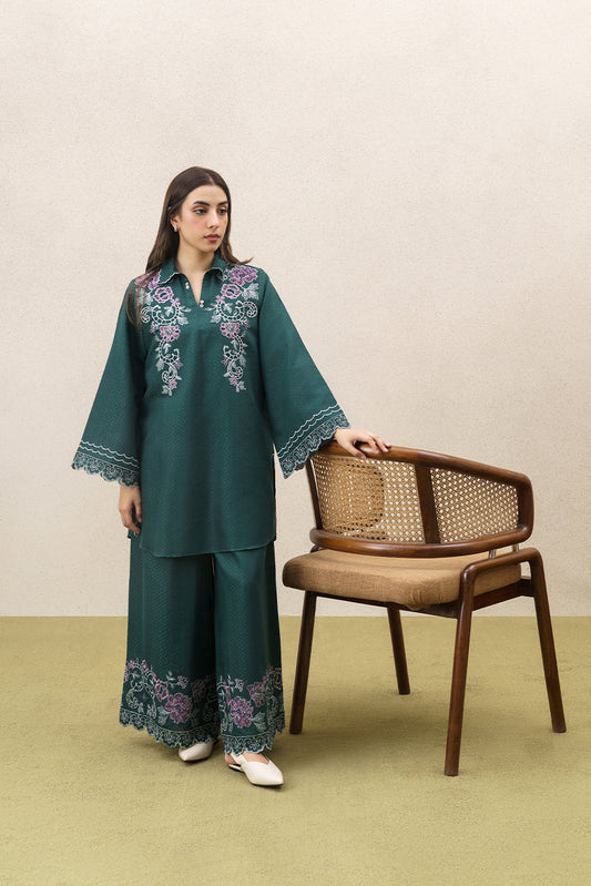 2 PIECE EMBROIDERED SELF JACQUARD SUIT-MEADOW TAPESTRY (UNSTITCHED)