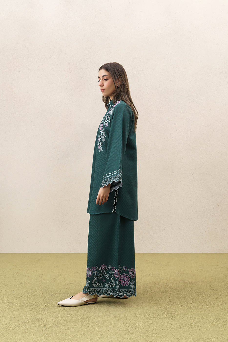 2 PIECE EMBROIDERED SELF JACQUARD SUIT-MEADOW TAPESTRY (UNSTITCHED)