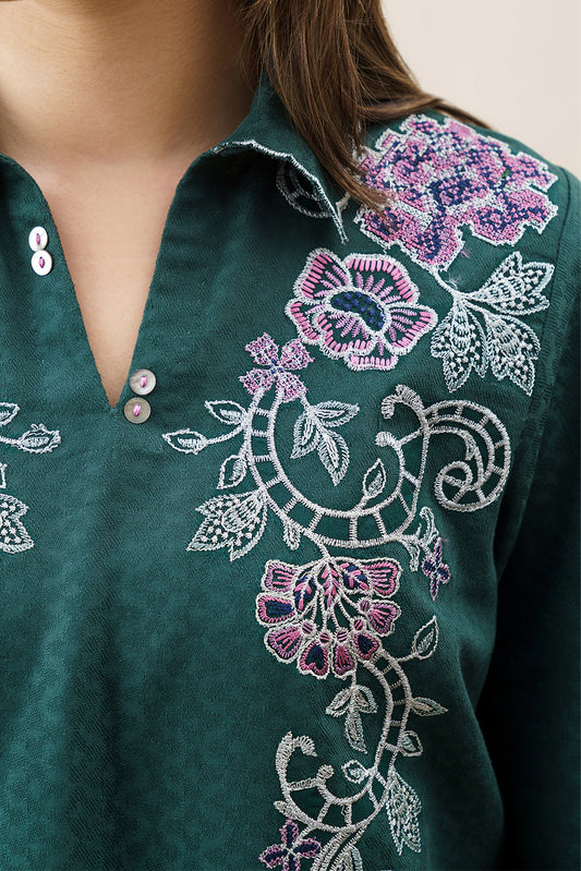 2 PIECE EMBROIDERED SELF JACQUARD SUIT-MEADOW TAPESTRY (UNSTITCHED)