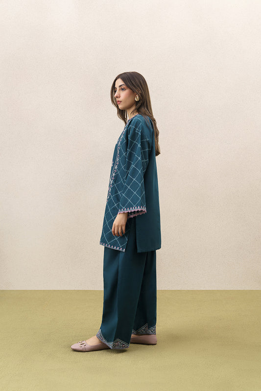 2 PIECE EMBROIDERED KHADDAR SUIT-DUSKY SERENADE (UNSTITCHED)