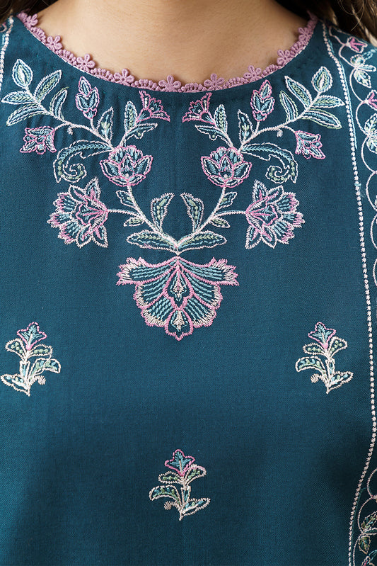 2 PIECE EMBROIDERED KHADDAR SUIT-DUSKY SERENADE (UNSTITCHED)