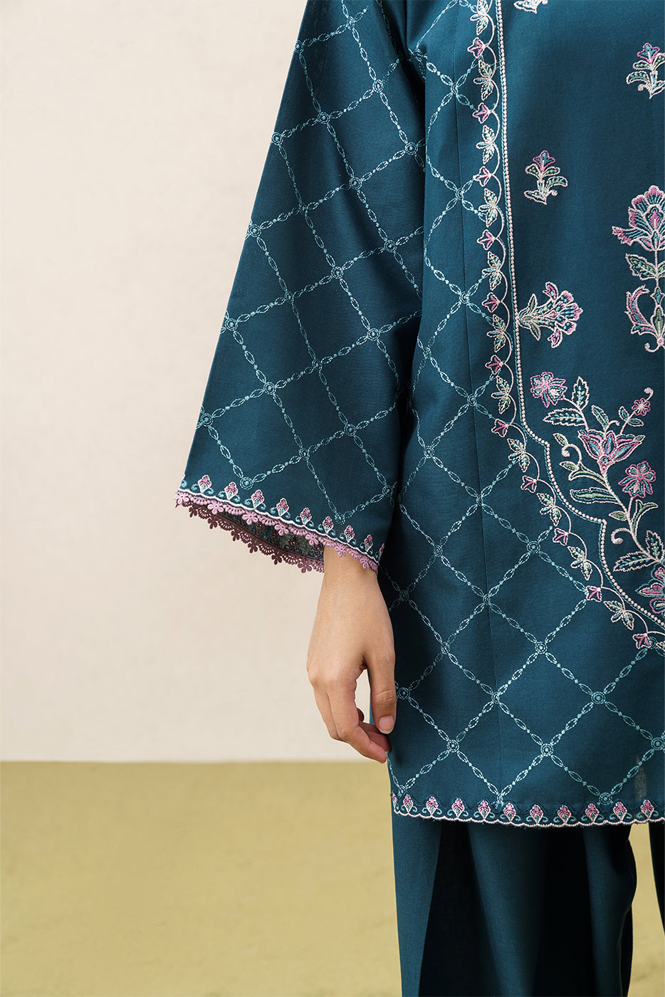 2 PIECE EMBROIDERED KHADDAR SUIT-DUSKY SERENADE (UNSTITCHED)