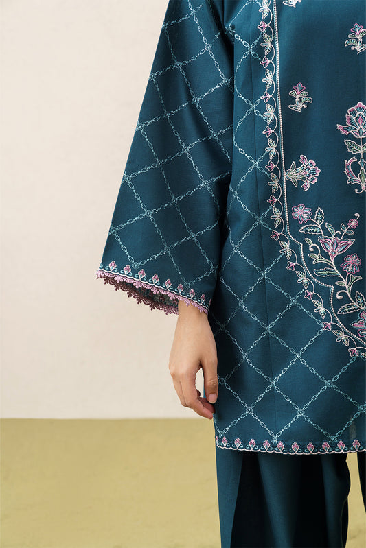 2 PIECE EMBROIDERED KHADDAR SUIT-DUSKY SERENADE (UNSTITCHED)