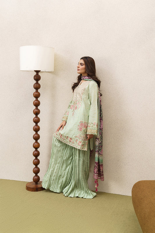 3 PIECE EMBROIDERED YARN DYED JACQUARD SUIT-CELADON MIST (UNSTITCHED)