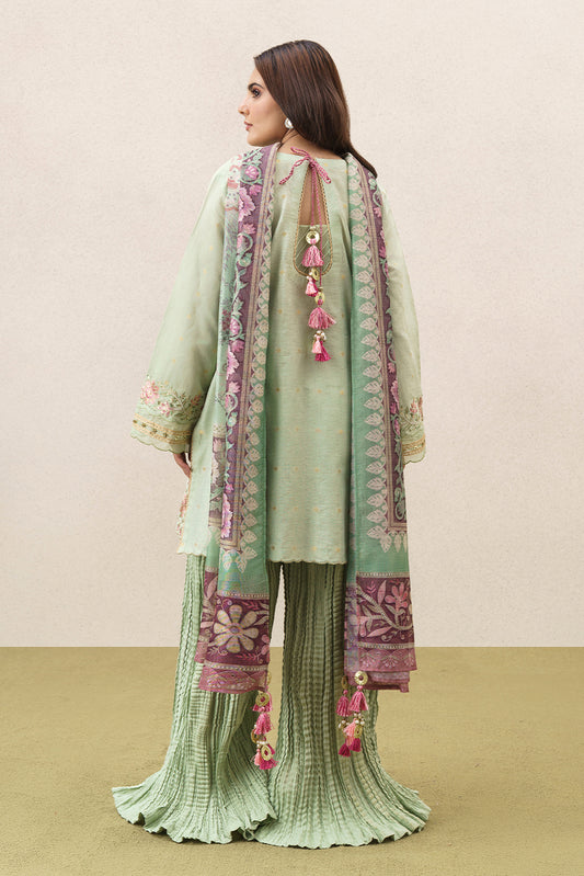 3 PIECE EMBROIDERED YARN DYED JACQUARD SUIT-CELADON MIST (UNSTITCHED)