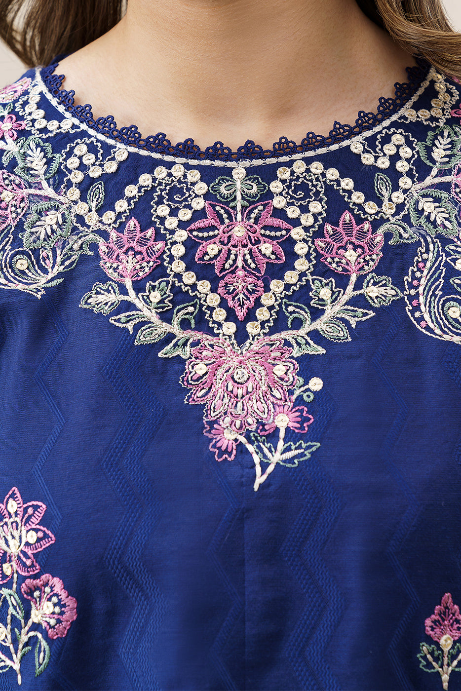 3 PIECE EMBROIDERED YARN DYED JACQUARD SUIT-BLUE OCEAN (UNSTITCHED)