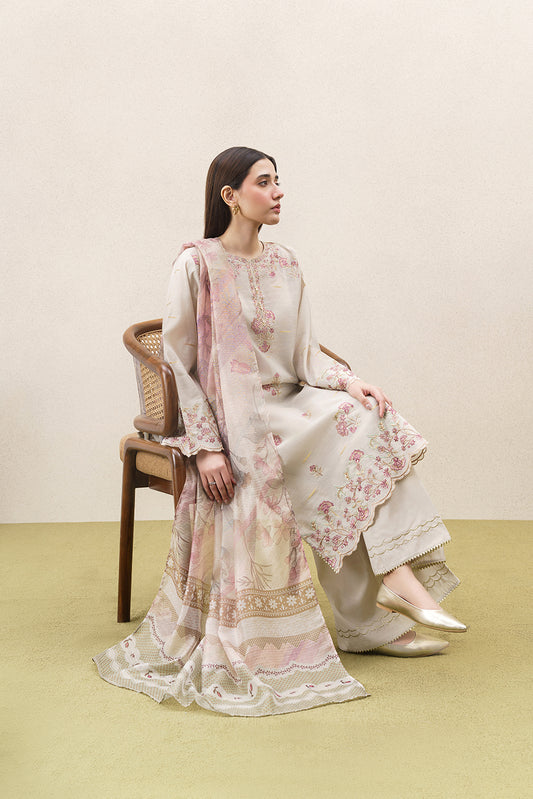 3 PIECE EMBROIDERED YARN DYED JACQUARD SUIT-SERENA GOLD (UNSTITCHED)